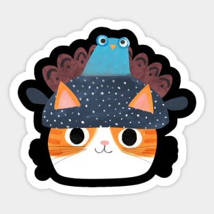 Turkey Hat Cat Sticker
